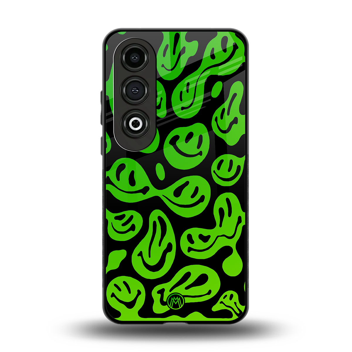 acid smiles neon green back phone cover | glass case for oneplus nord ce 4