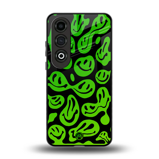 acid smiles neon green back phone cover | glass case for oneplus nord ce 4