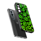 acid smiles neon green back phone cover | glass case for oneplus nord ce 4