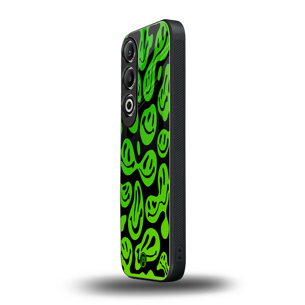 acid smiles neon green back phone cover | glass case for oneplus nord ce 4