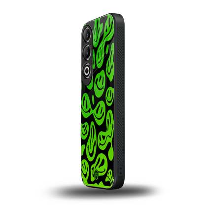 acid smiles neon green back phone cover | glass case for oneplus nord ce 4