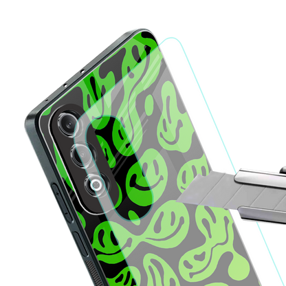 acid smiles neon green back phone cover | glass case for oneplus nord ce 4