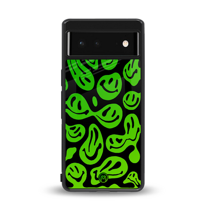 acid smiles neon green back phone cover | glass case for Google Pixel 6A