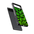 acid smiles neon green back phone cover | glass case for google pixel 6
