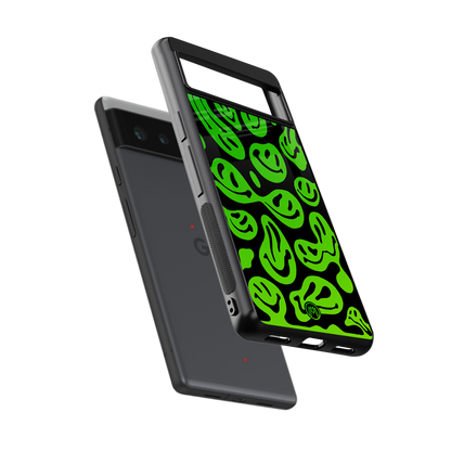 acid smiles neon green back phone cover | glass case for Google Pixel 6A