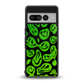 acid smiles neon green back phone cover | glass case for google pixel 7 pro