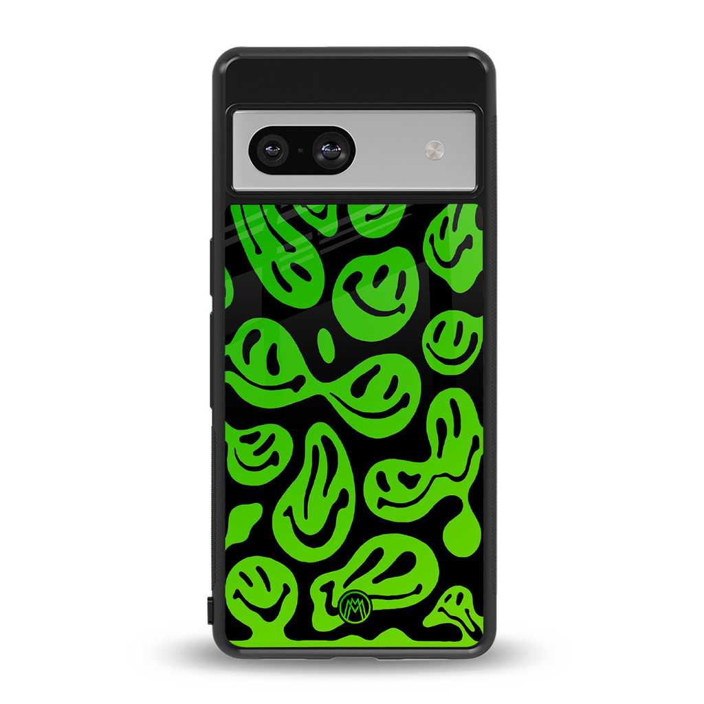 acid smiles neon green back phone cover | glass case for Google Pixel 7