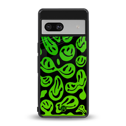 acid smiles neon green back phone cover | glass case for Google Pixel 7