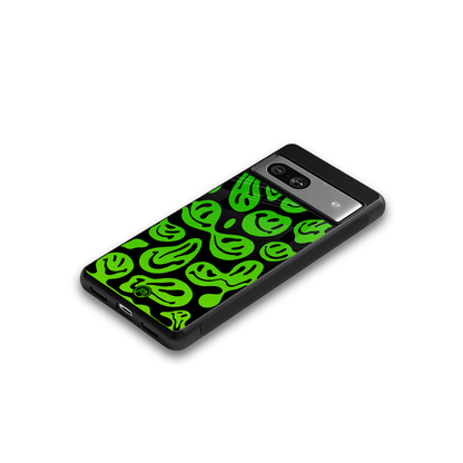 acid smiles neon green back phone cover | glass case for Google Pixel 7