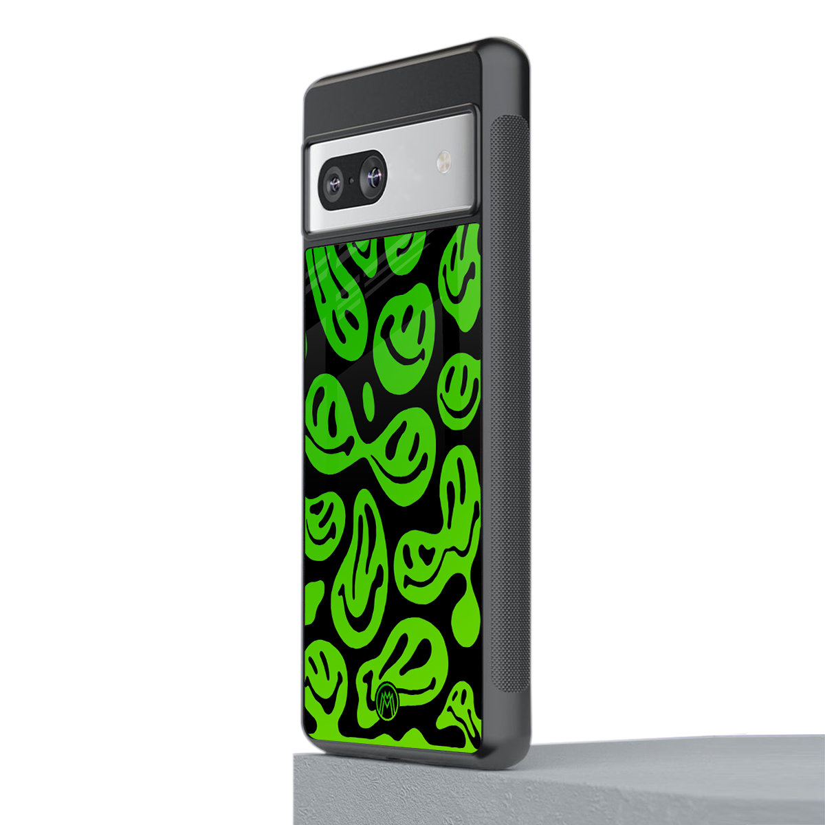 acid smiles neon green back phone cover | glass case for Google Pixel 7
