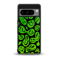 acid smiles neon green back phone cover | glass case for google pixel 8 pro