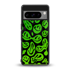acid smiles neon green back phone cover | glass case for google pixel 8 pro