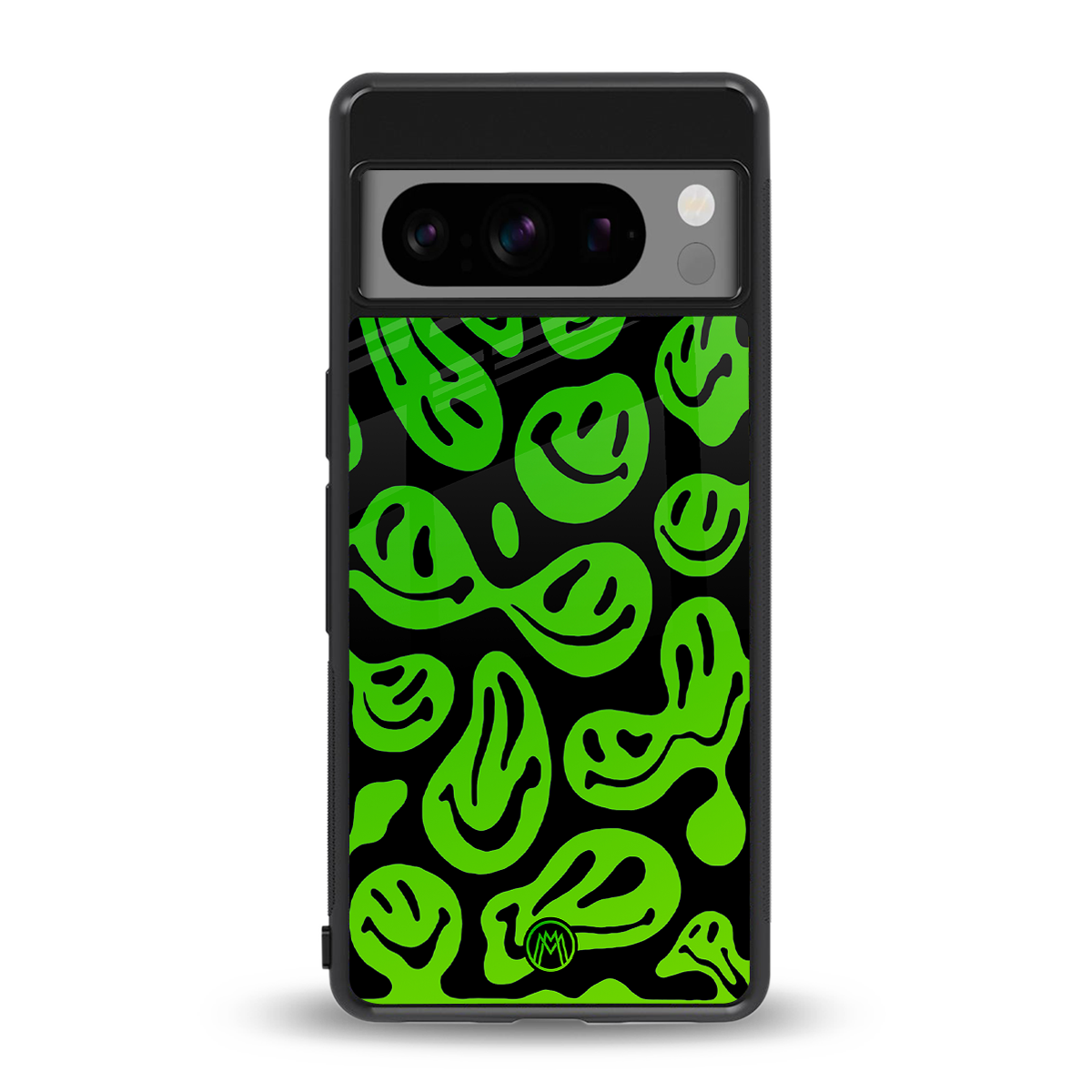 acid smiles neon green back phone cover | glass case for google pixel 8 pro