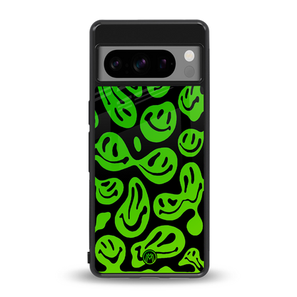 acid smiles neon green back phone cover | glass case for google pixel 8 pro