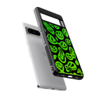acid smiles neon green back phone cover | glass case for google pixel 8 pro