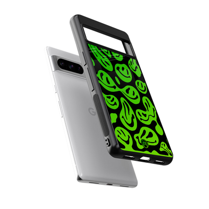 acid smiles neon green back phone cover | glass case for google pixel 8 pro