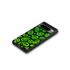 acid smiles neon green back phone cover | glass case for google pixel 8 pro