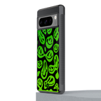 acid smiles neon green back phone cover | glass case for google pixel 8 pro