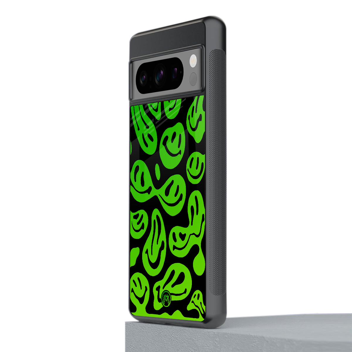 acid smiles neon green back phone cover | glass case for google pixel 8 pro