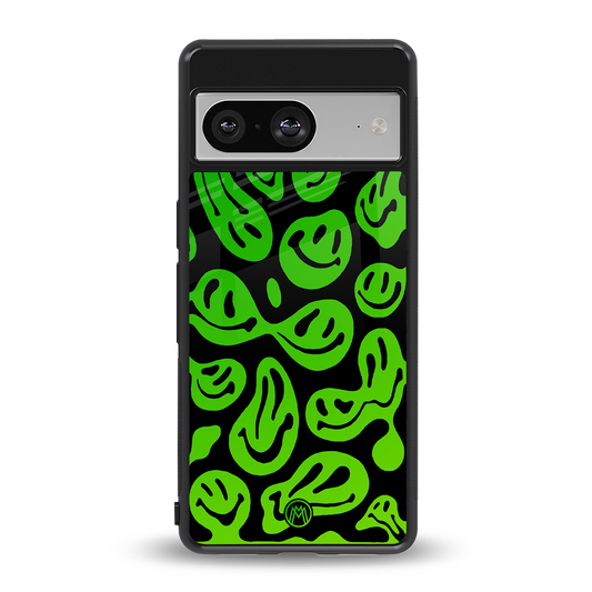 acid smiles neon green back phone cover | glass case for Google Pixel 8