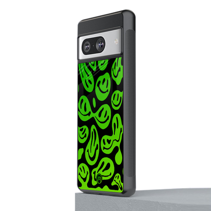 acid smiles neon green back phone cover | glass case for Google Pixel 8