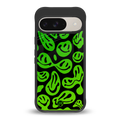 acid smiles neon green back phone cover | glass case for google pixel 9