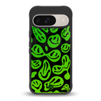 acid smiles neon green back phone cover | glass case for google pixel 9