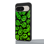 acid smiles neon green back phone cover | glass case for google pixel 9