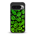 acid smiles neon green back phone cover | glass case for google pixel 9 pro