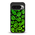 acid smiles neon green back phone cover | glass case for google pixel 9 pro