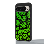 acid smiles neon green back phone cover | glass case for google pixel 9 pro