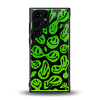acid smiles neon green back phone cover | glass case for samsung galaxy s24 ultra