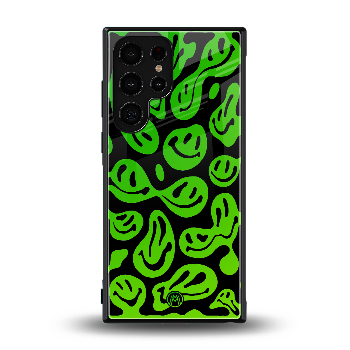 acid smiles neon green back phone cover | glass case for samsung galaxy s24 ultra