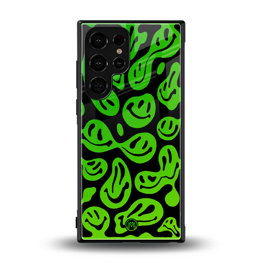 acid smiles neon green back phone cover | glass case for samsung galaxy s24 ultra