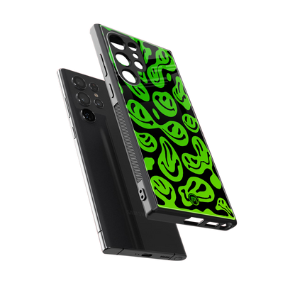 acid smiles neon green back phone cover | glass case for samsung galaxy s24 ultra