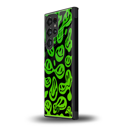 acid smiles neon green back phone cover | glass case for samsung galaxy s24 ultra
