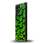 acid smiles neon green back phone cover | glass case for samsung galaxy s23 ultra