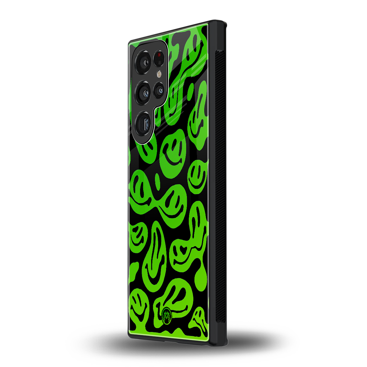 acid smiles neon green back phone cover | glass case for samsung galaxy s23 ultra