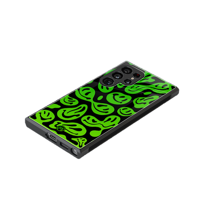acid smiles neon green back phone cover | glass case for samsung galaxy s24 ultra