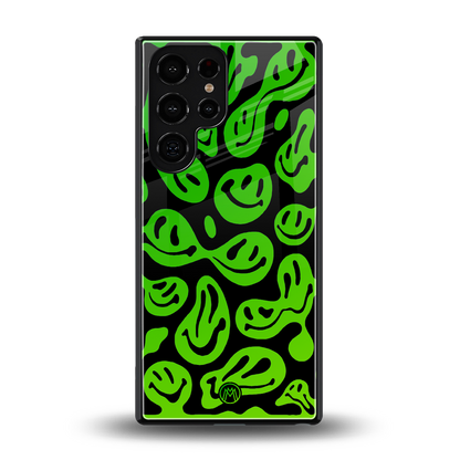 acid smiles neon green back phone cover | glass case for samsung galaxy s25 ultra