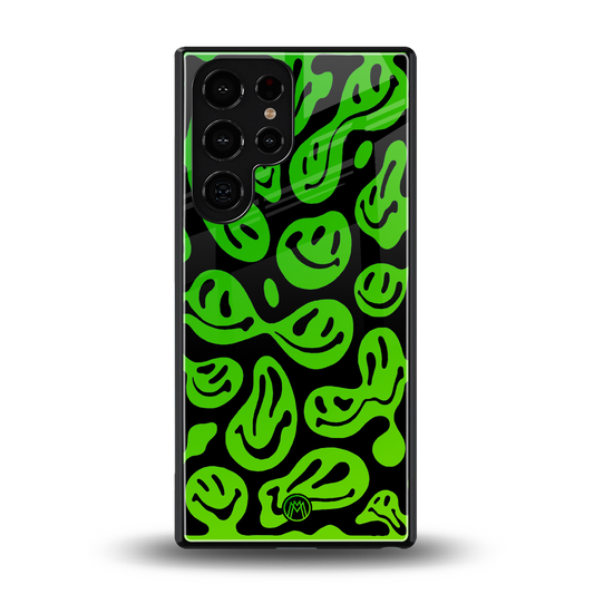 acid smiles neon green back phone cover | glass case for samsung galaxy s25 ultra