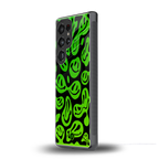 acid smiles neon green back phone cover | glass case for samsung galaxy s25 ultra