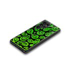 acid smiles neon green back phone cover | glass case for samsung galaxy s25 ultra
