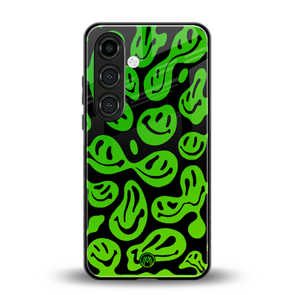 acid smiles neon green back phone cover | glass case for samsung galaxy s23 plus