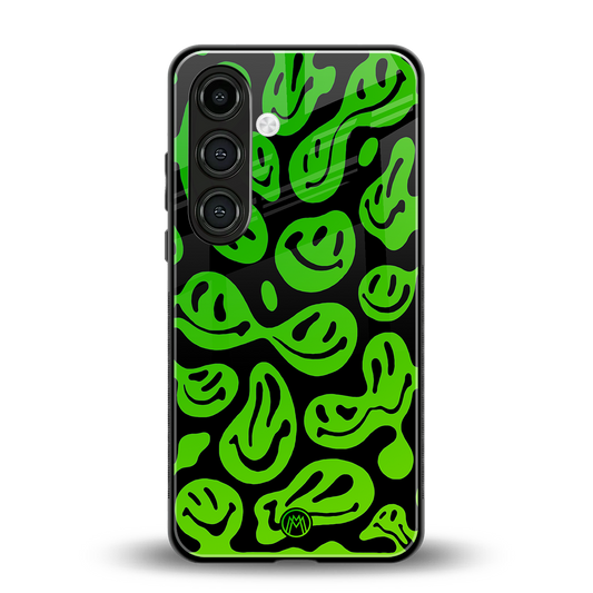 acid smiles neon green back phone cover | glass case for samsung galaxy s24 plus