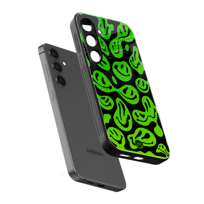acid smiles neon green back phone cover | glass case for samsung galaxy s24 fe