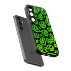 acid smiles neon green back phone cover | glass case for samsung galaxy s25 plus