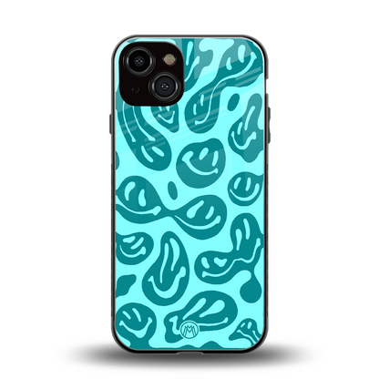 acid smiles turquoise edition back phone cover | glass case for iphone 13