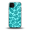acid smiles turquoise edition back phone cover | glass case for iphone 14 plus