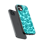 acid smiles turquoise edition back phone cover | glass case for iphone 14 plus
